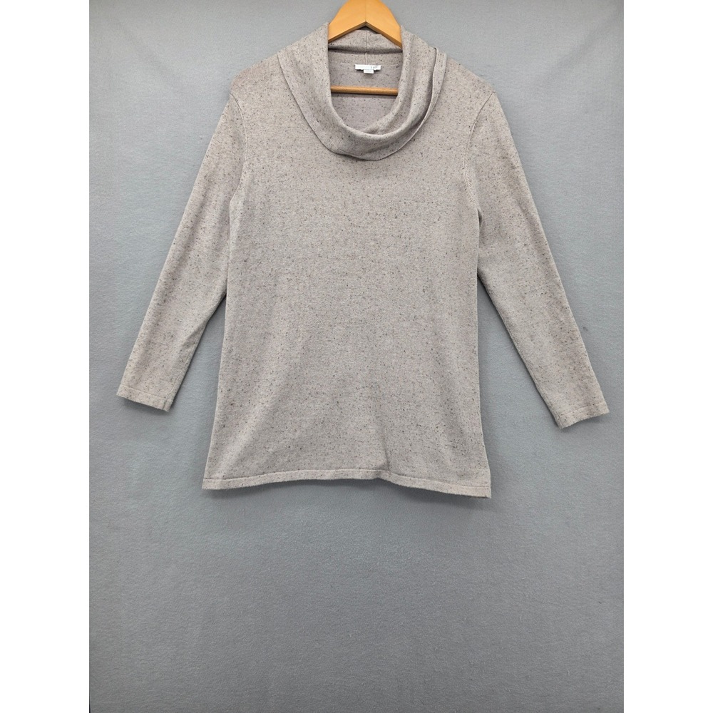 J. Jill Cowl Neck Sweater Silk Cotton Blend Marl Oatmeal Beige Petite S Top